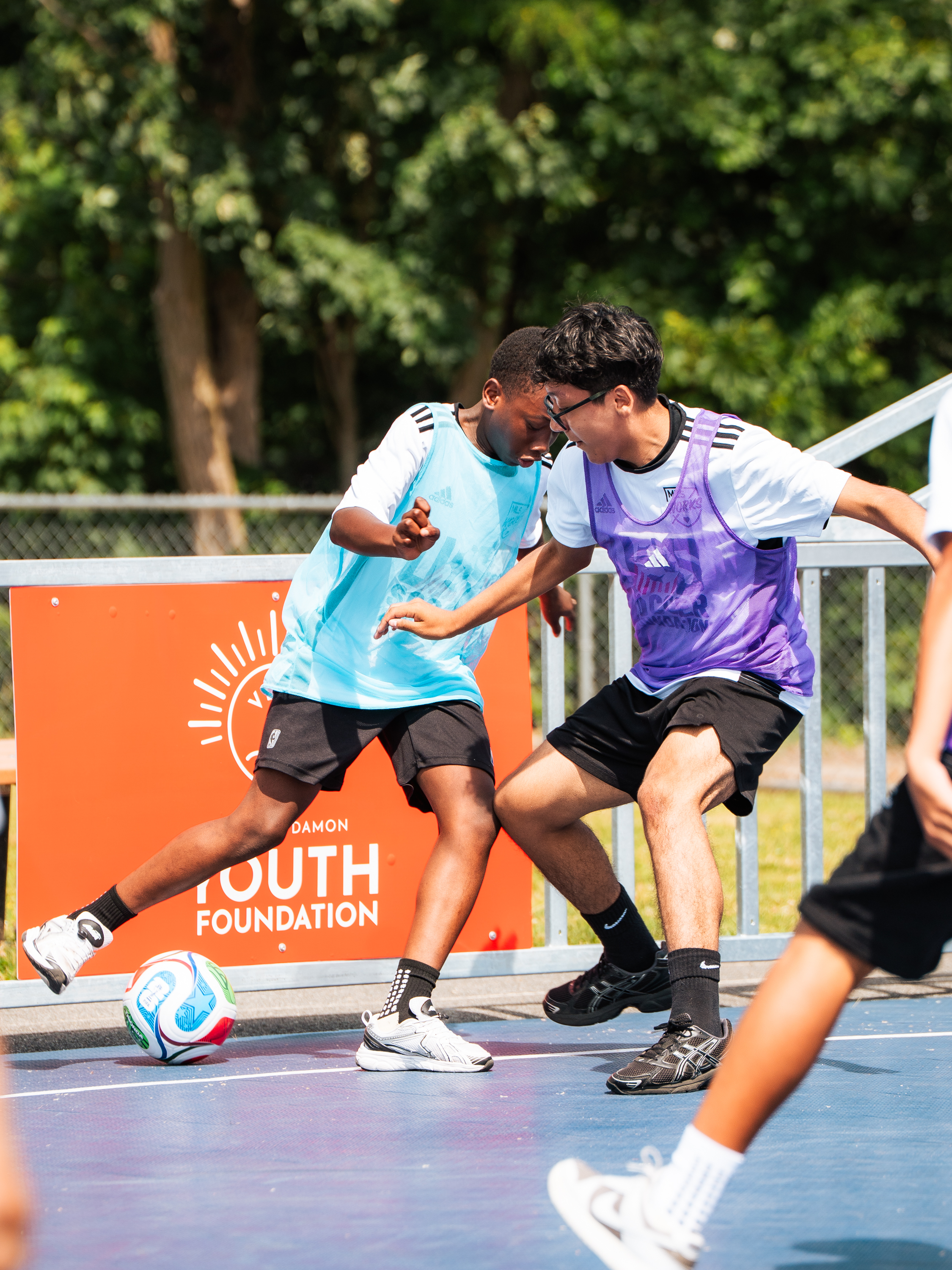 Two youth players competing on the Brockton Mini-Pitch
